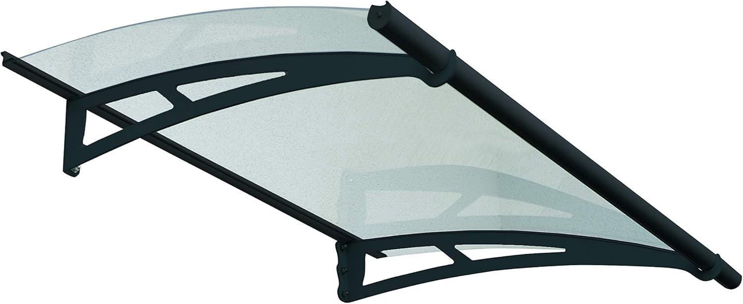 Modern Black and Clear Polycarbonate Door Awning with Metal Frame