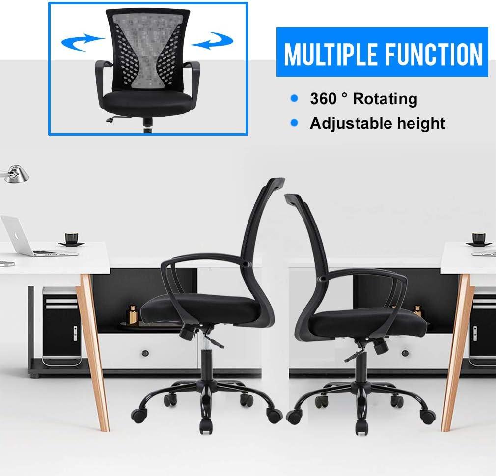 BestOffice Ergonomic Office Chair, Lumbar Support, Adjustable Height with Armrests for Adults(Black)