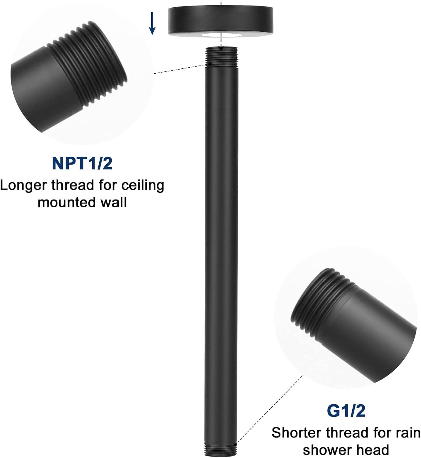 Round Shower Arm with Flange Cover