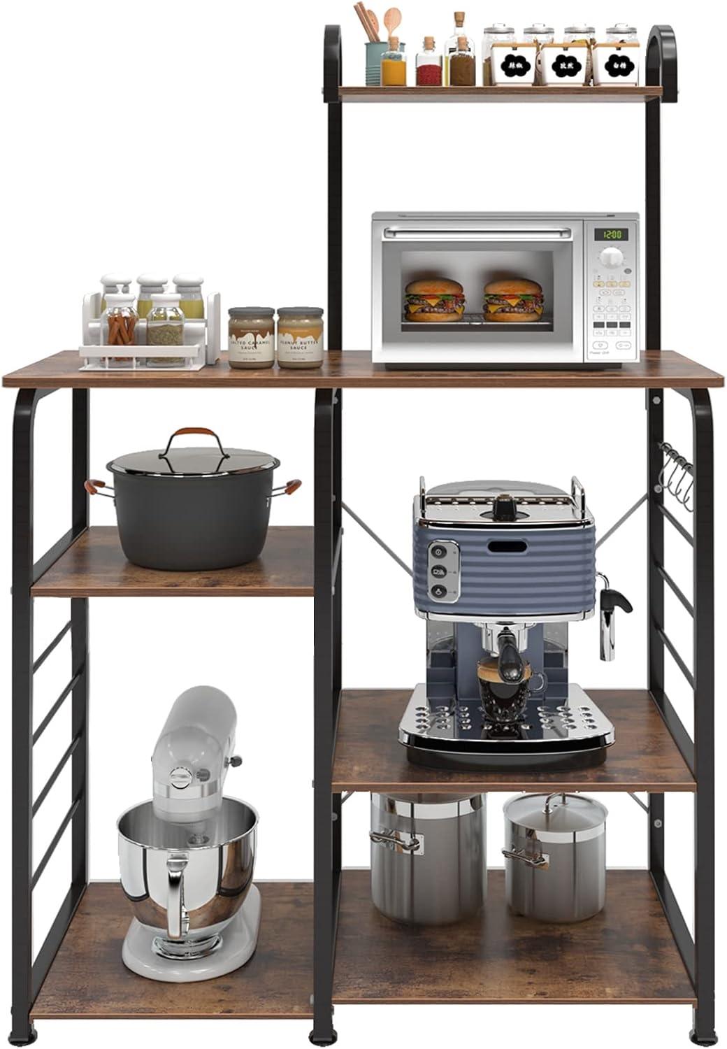 Modern Black and Brown 3-Tier Kitchen Utility Storage Rack