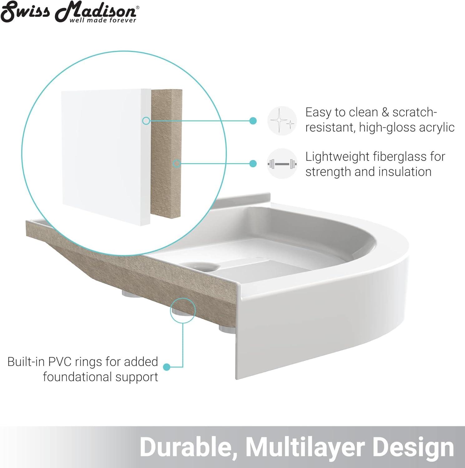 Voltaire 32" x 32" Acrylic White, Single-Threshold, Center Drain, Neo-angle Shower Base