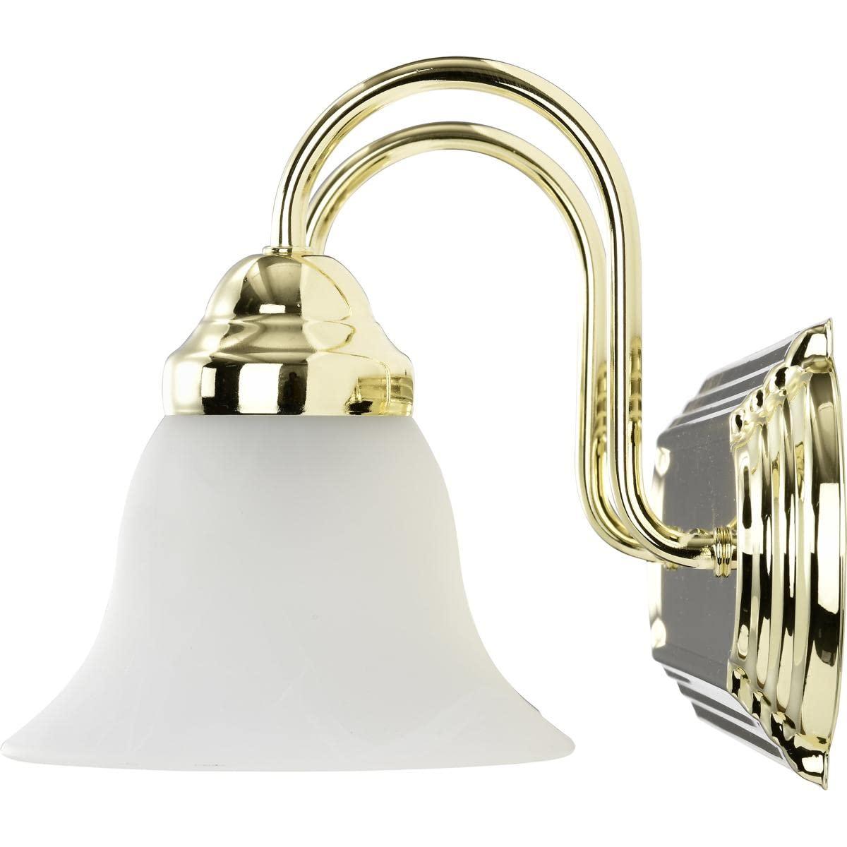 WIixle 60/328 Two Wall-Vanity Light Fixture, 2, Polished Brass/Alabaster Glass