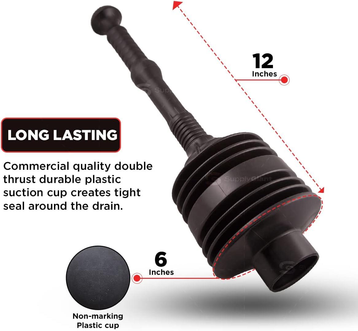 Supply Giant SU3227 Accordion Toilet Plunger, Unclogs Sinks, Toilets, and baths, with Large Bellows for Extra Powerful Plunge