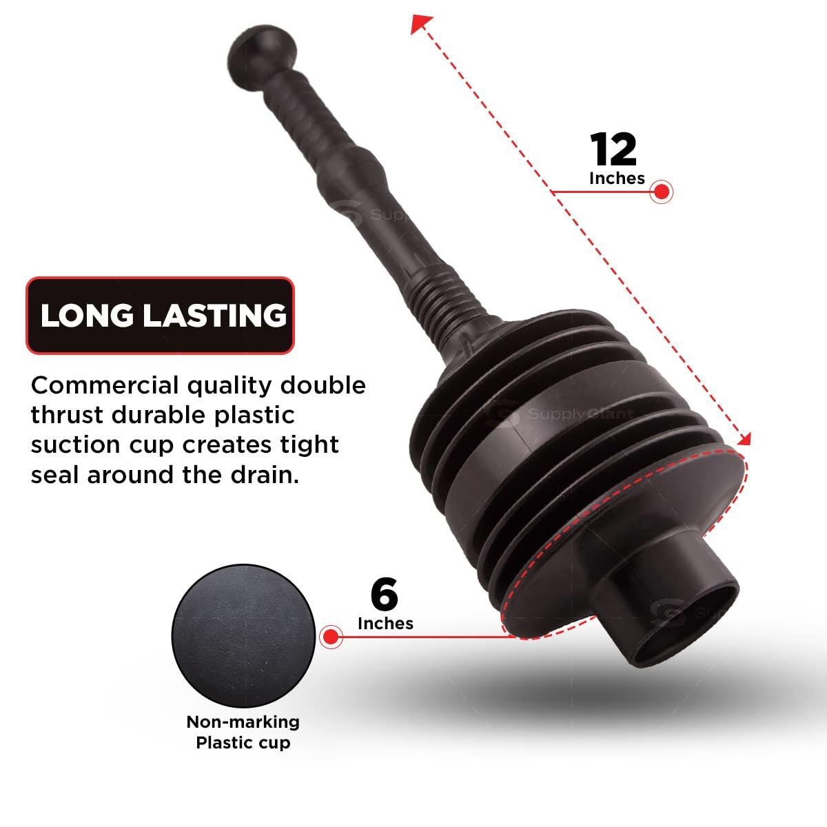 Supply Giant SU3227 Accordion Toilet Plunger, Unclogs Sinks, Toilets, and baths, with Large Bellows for Extra Powerful Plunge