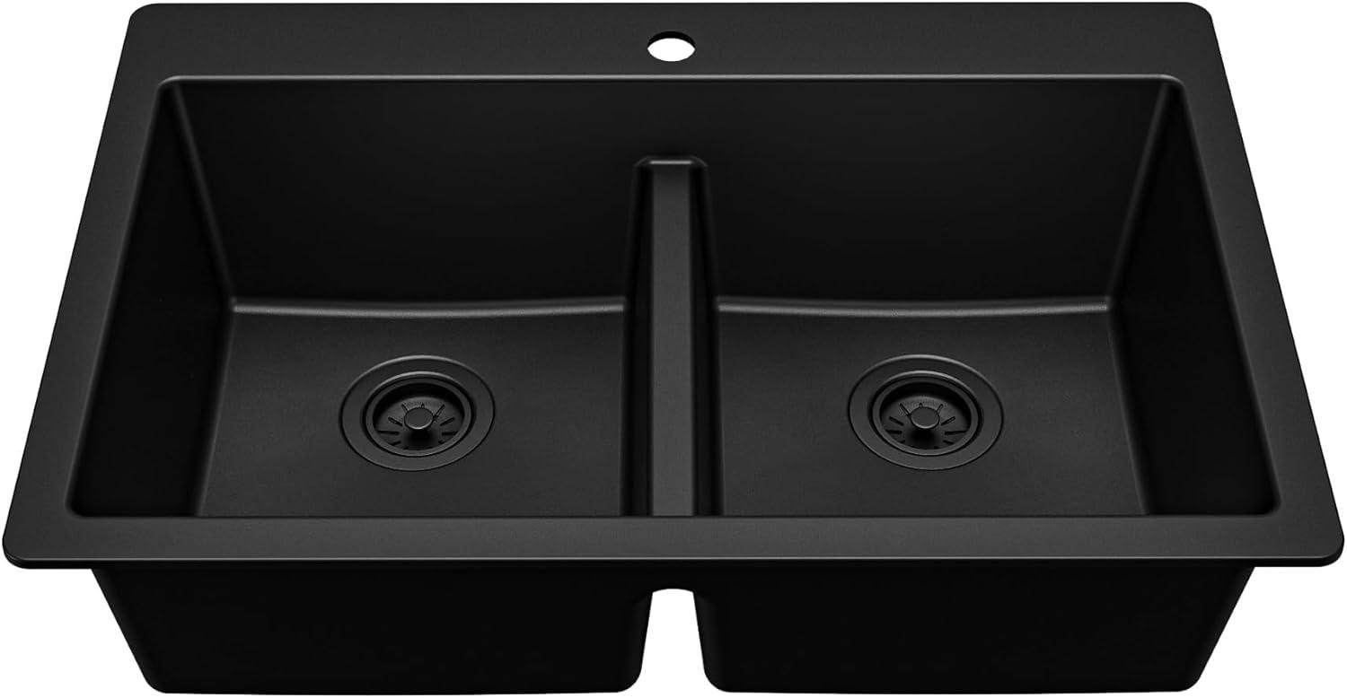 Karran Quartz 33'' X 22'' 50/50 Double Bowl Composite Drop-in Kitchen Sink