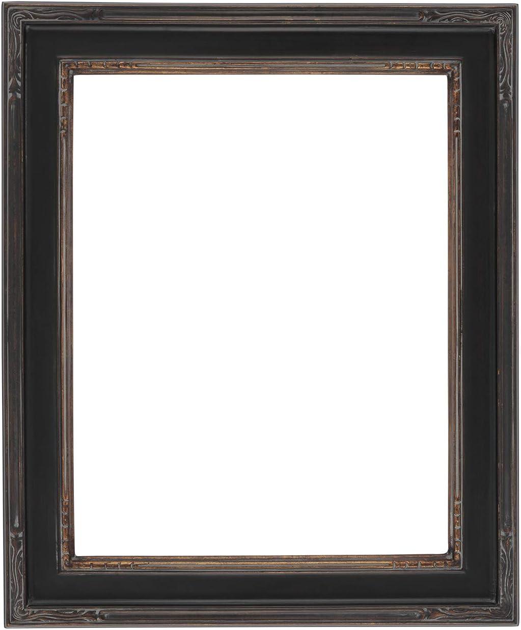 Creative Mark Plein Air Museum Collection Nouveau Picture Frame Solid Wood Composition Hand-Leafed Museum Quality Closed Corner  - Black/Gold 8x10