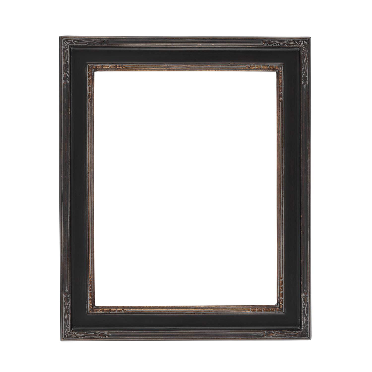 Creative Mark Plein Air Museum Collection Nouveau Picture Frame Solid Wood Composition Hand-Leafed Museum Quality Closed Corner  - Black/Gold 8x10
