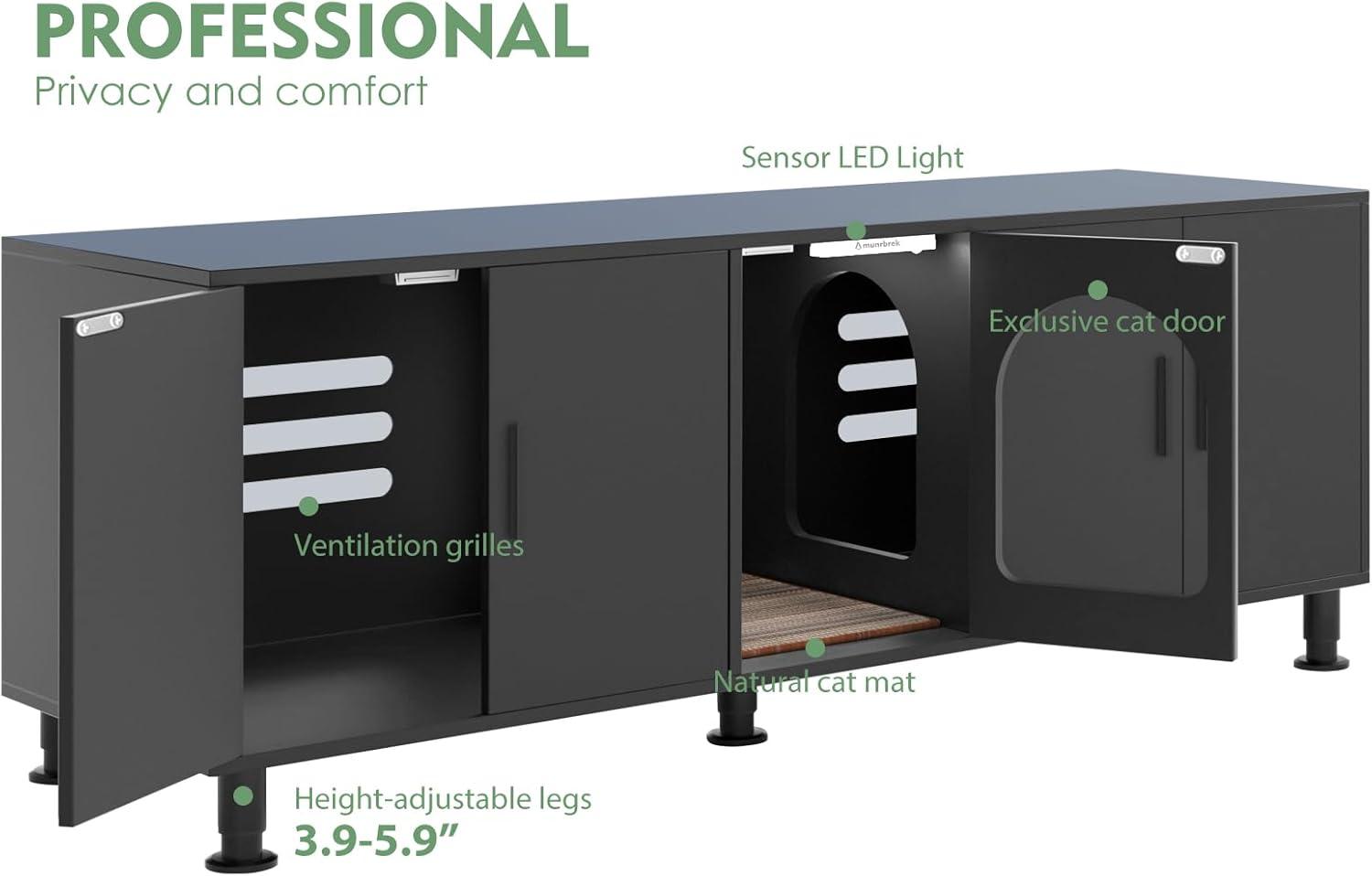 Tucker Murphy Pet™ Litter Box Enclosure for 2 Cats, Cat Litter Box Enclosure Furniture with Double Room