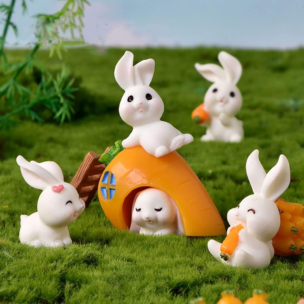 12 Pcs Cute Animal Rabbit Figure Toys Cake Topper, Miniature Rabbit Figurines Collection Playset Fairy Tale Garden Decoration Christmas Birthday Gift