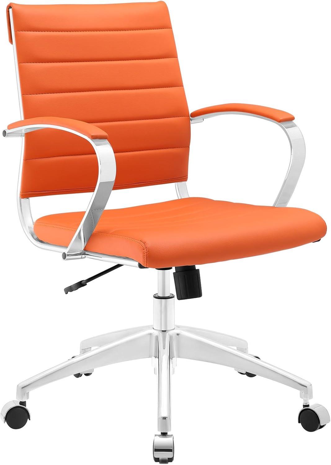 Modern Contemporary Office Chair, Orange Faux Leather