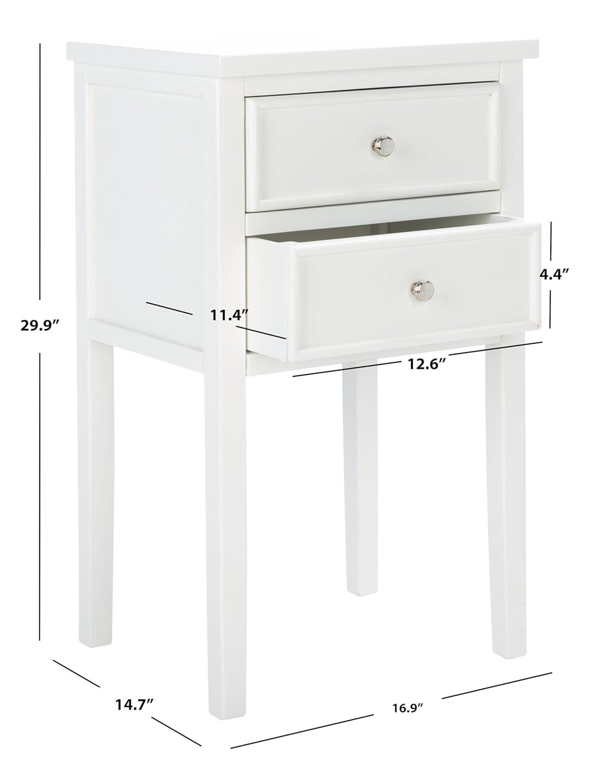 Toby Accent Table with Storage Drawers - White - Safavieh.