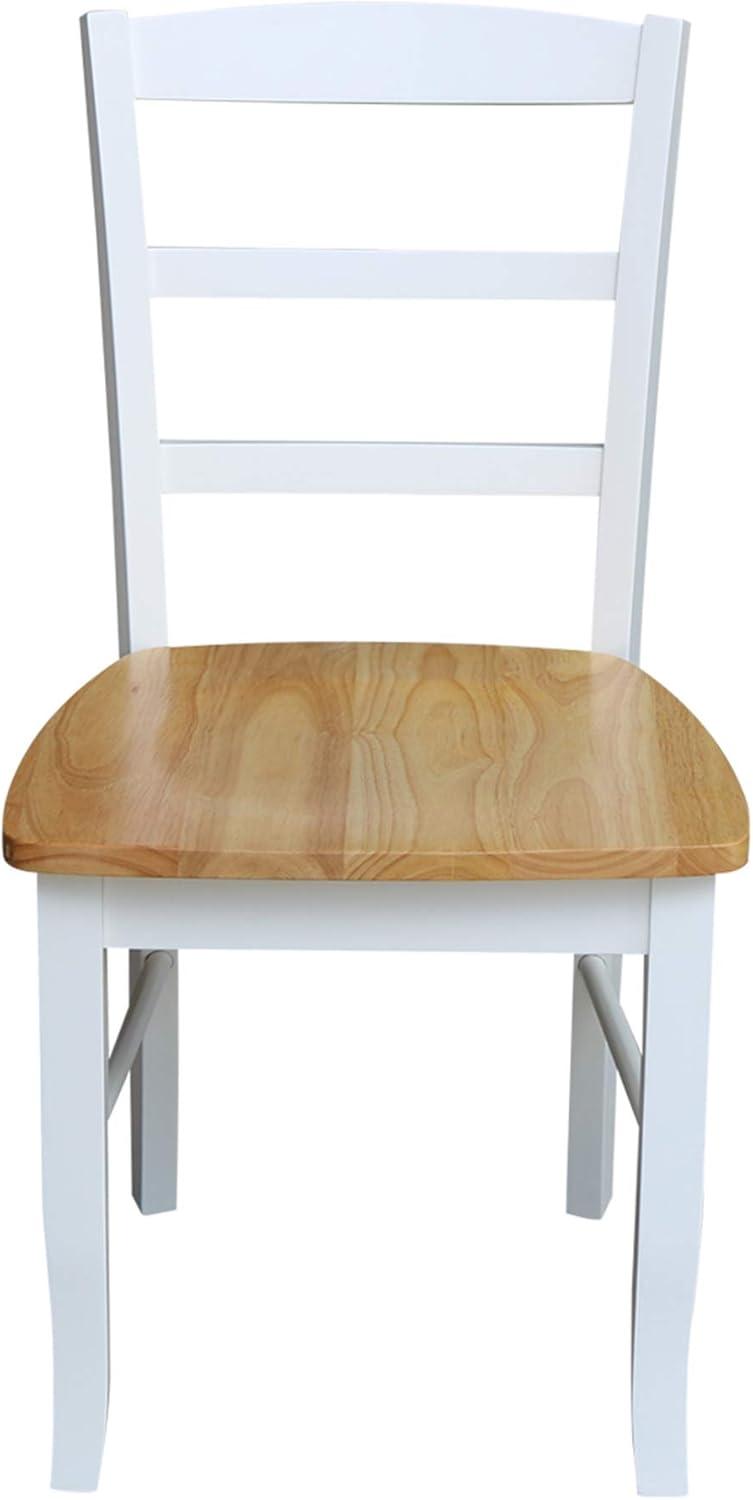 3pc Dining Table with 2 Ladderback Chairs White/Natural – International Concepts: Solid Wood, Square, Non-Extension