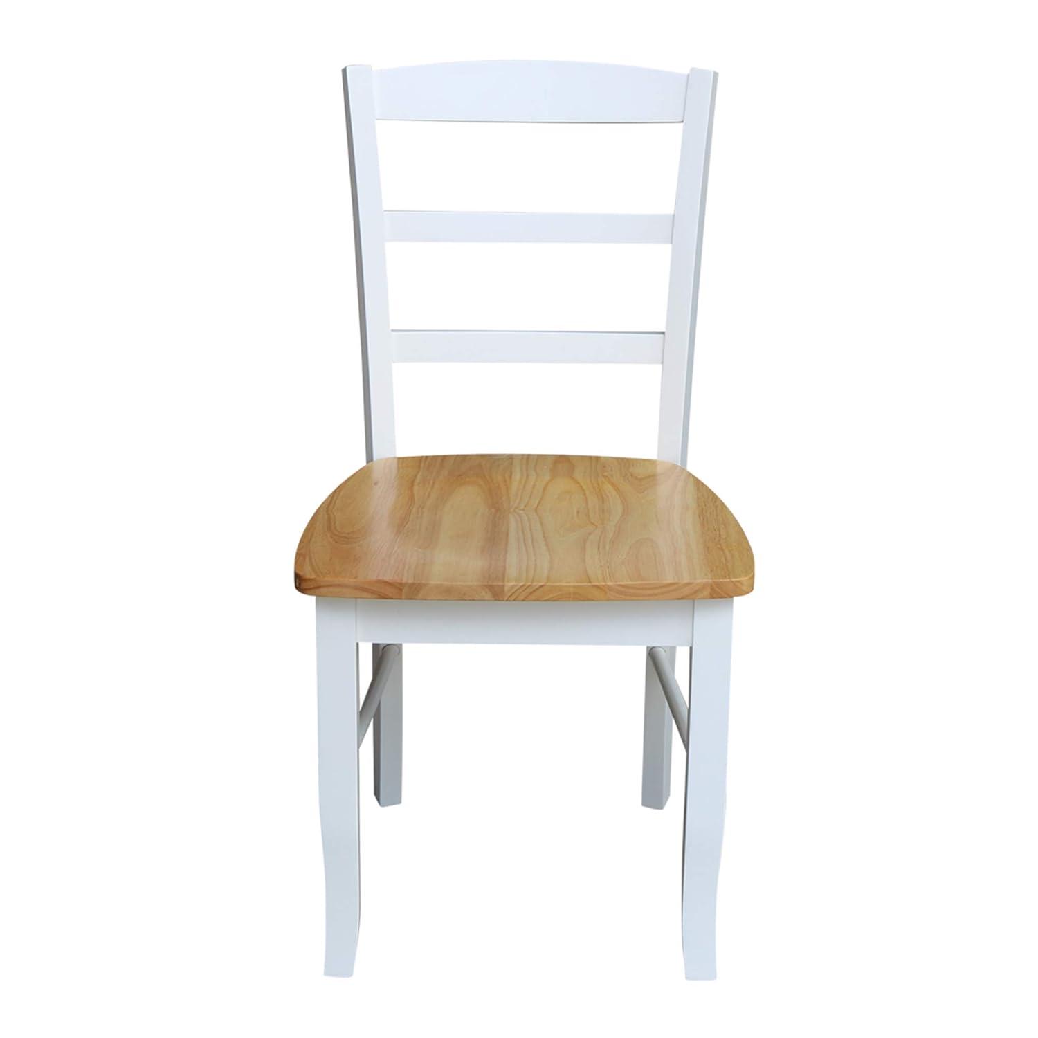 3pc Dining Table with 2 Ladderback Chairs White/Natural – International Concepts: Solid Wood, Square, Non-Extension