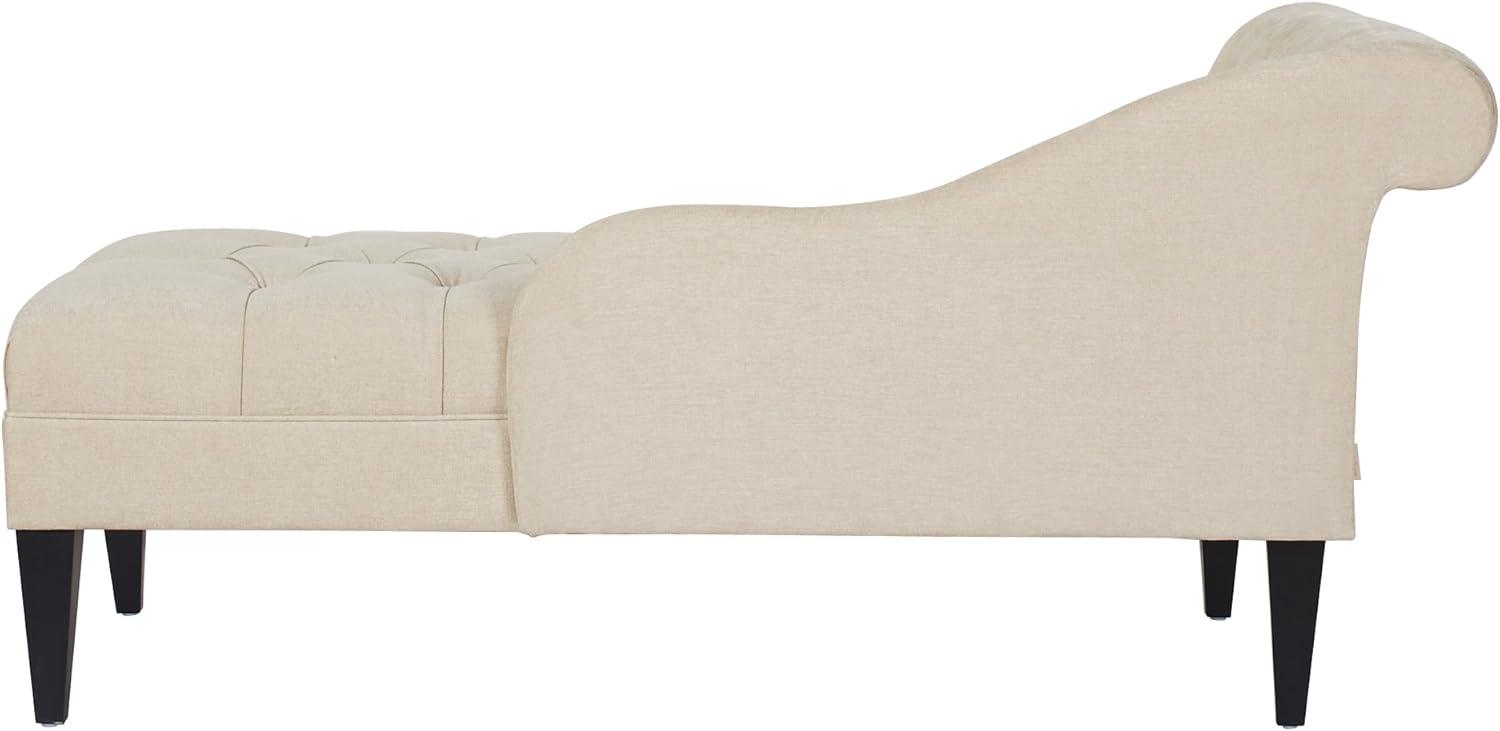 Harrison Tufted Roll Arm Chaise Lounge, Beige