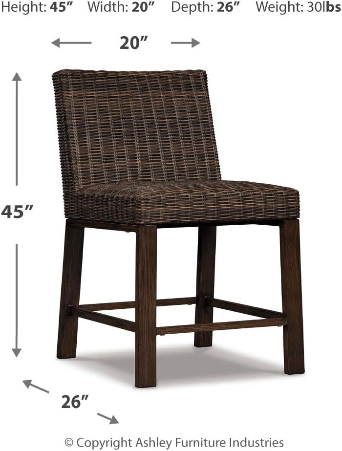 Signature Design by Ashley Contemporary Paradise Trail Bar Stool, Set of 2, Brown