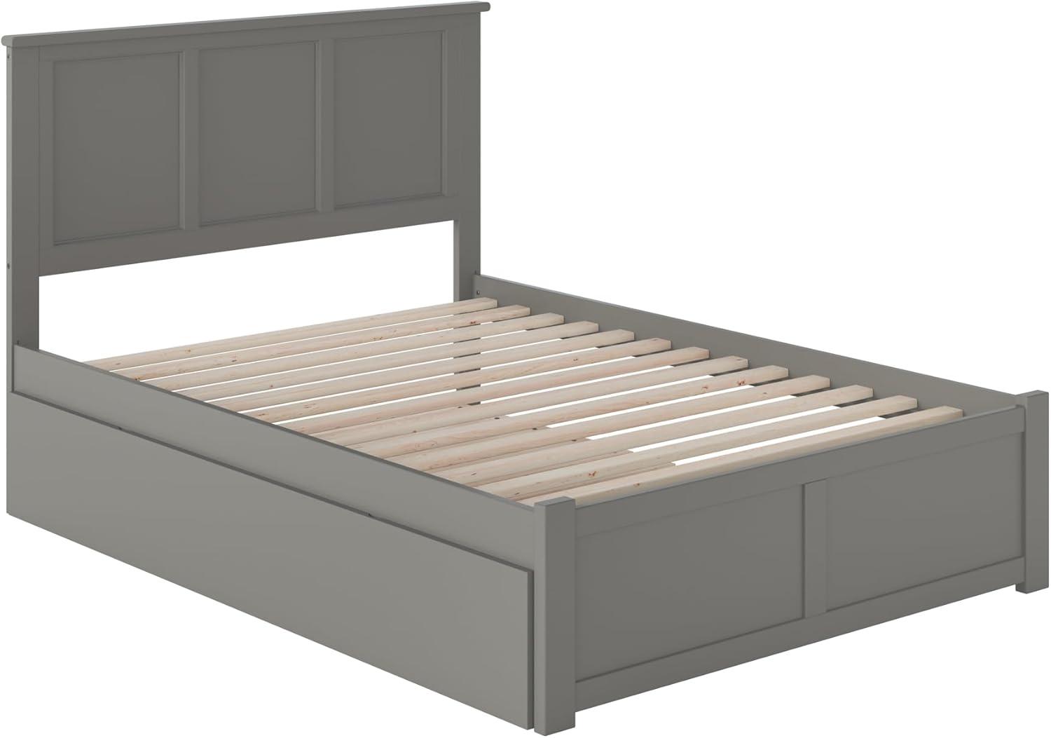 Madison Full Platform Bed with Flat Panel Foot Board and Full Size Urban Trundle Bed in Grey