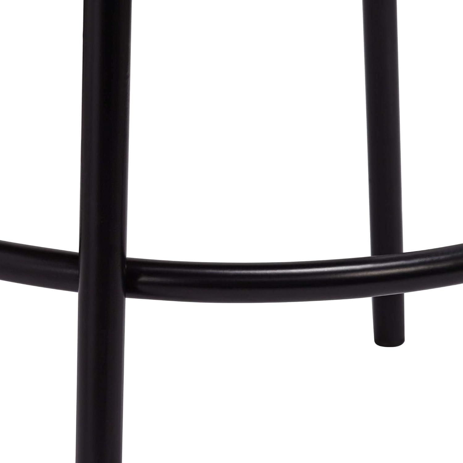 Elm Lane Larsen Black Swivel Bar Stool 26" High Mid Century Modern Faux Leather Cushion with Walnut Backrest Footrest for Kitchen Counter Height Home
