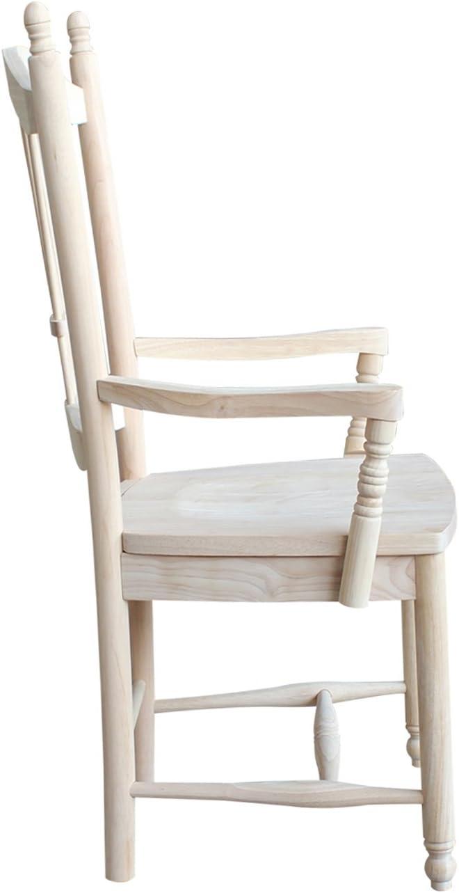 International Concepts Sheafback Armchair Unfinished: Rubberwood Frame, Farmhouse Style, 225 lb Capacity