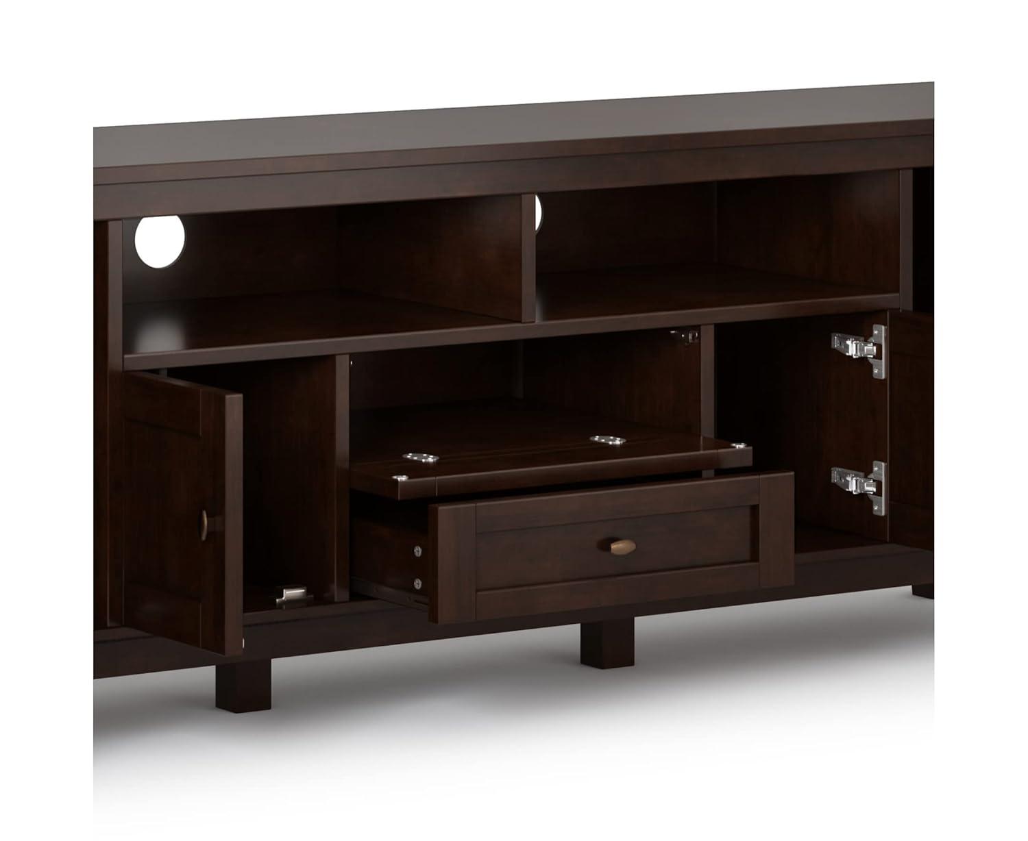 Simpli Home Warm Shaker 47"W Solid Wood TV Stand for TVs up to 55" with 2 Storage Cabinets and 2 Drawers