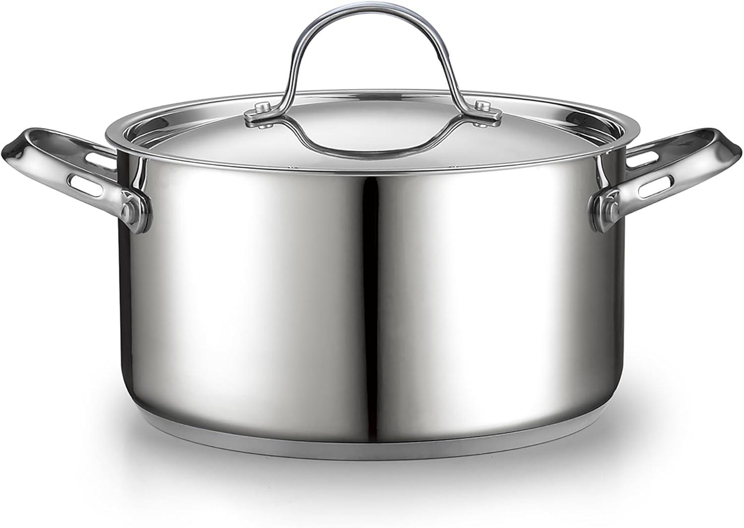 Cooks Standard 18/10 Stainless Steel Stockpot 6-Quart, Classic Deep Cooking Pot Canning Cookware Dutch Oven Casserole with Stainless Steel Lid, Silver