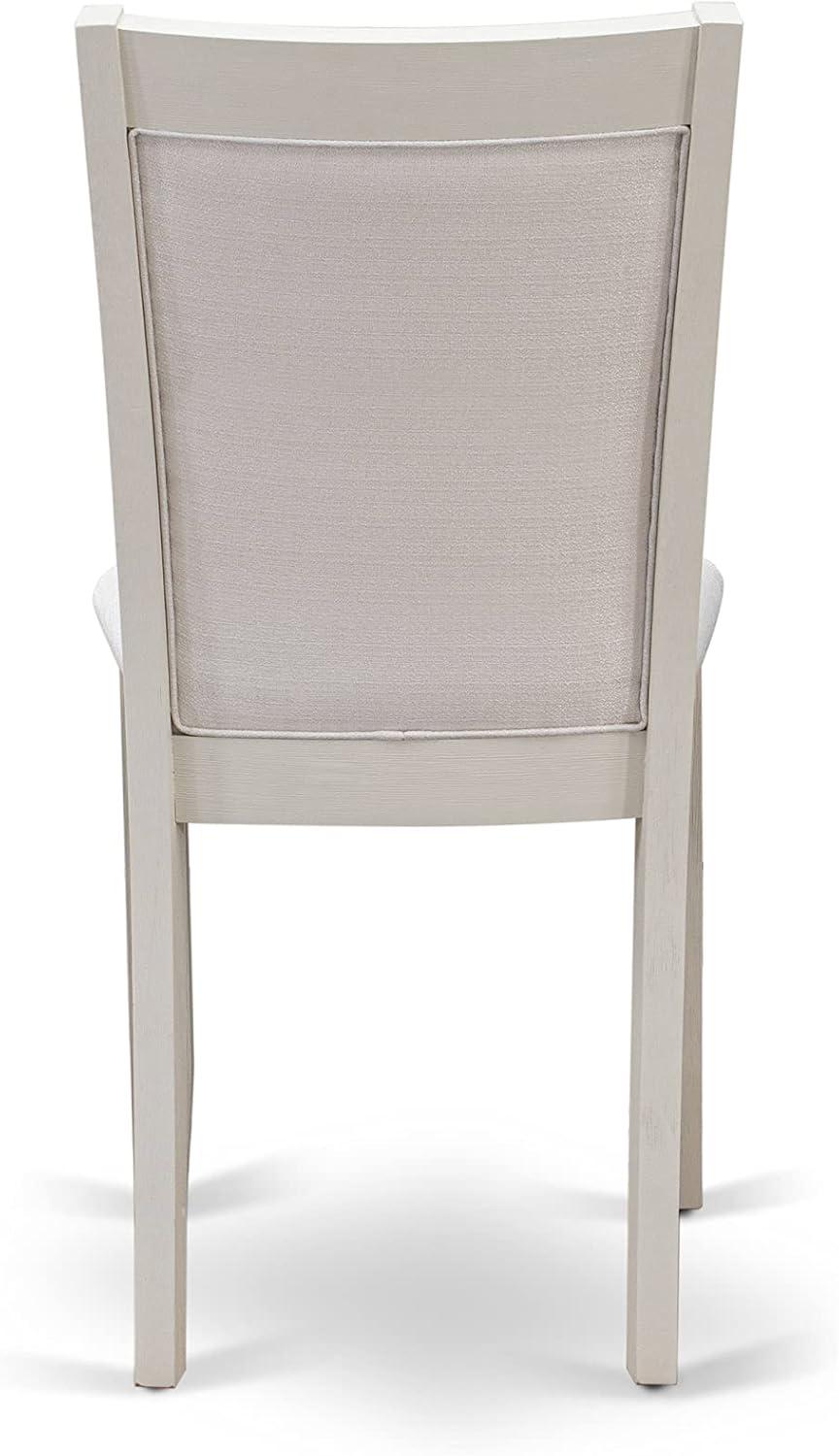 High-Back Parsons Side Chair Set in Cream Linen and Linen White