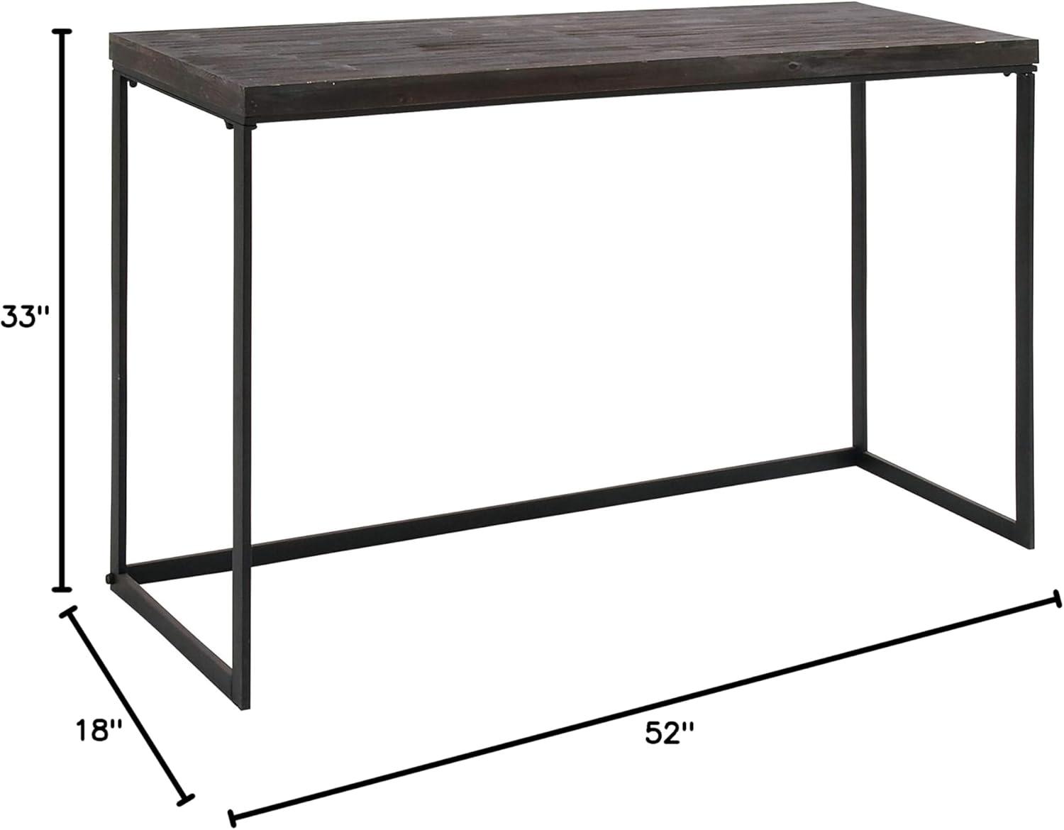 Union Rustic Corneau Wood Minimalistic Dark Brown Console Table with Black Metal Legs