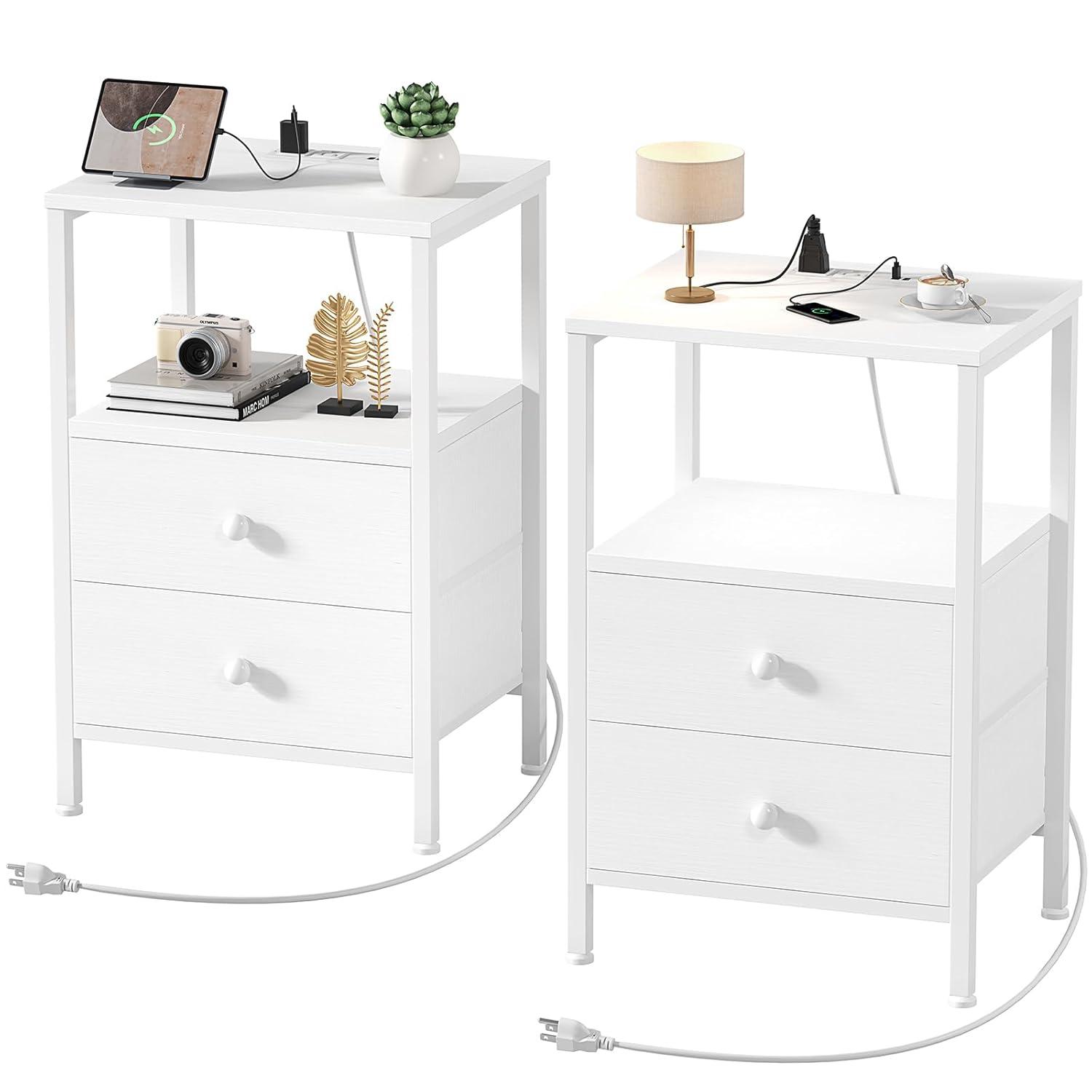 Furologee Nightstands Set of 2, White