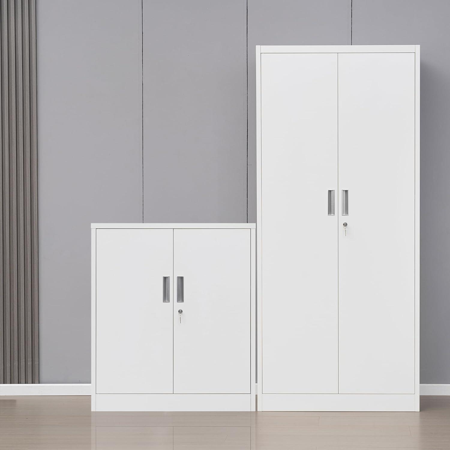 Metal Storage Cabinet, 36" H Locking Storage Cabinet with Adjustable Shelves, Steel Storage Cabinet for Garage, Home, Office, Utility Room-Black