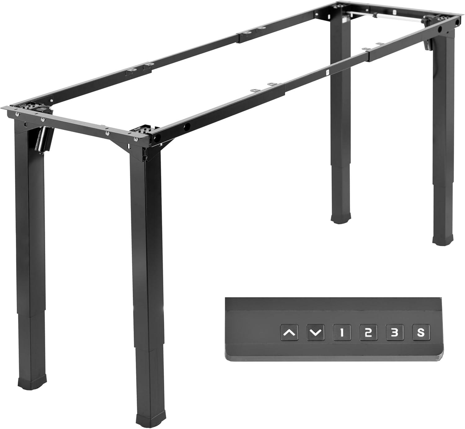 VIVO Black Electric Dual-Motor Height Adjustable 4-Leg Standing Desk Frame