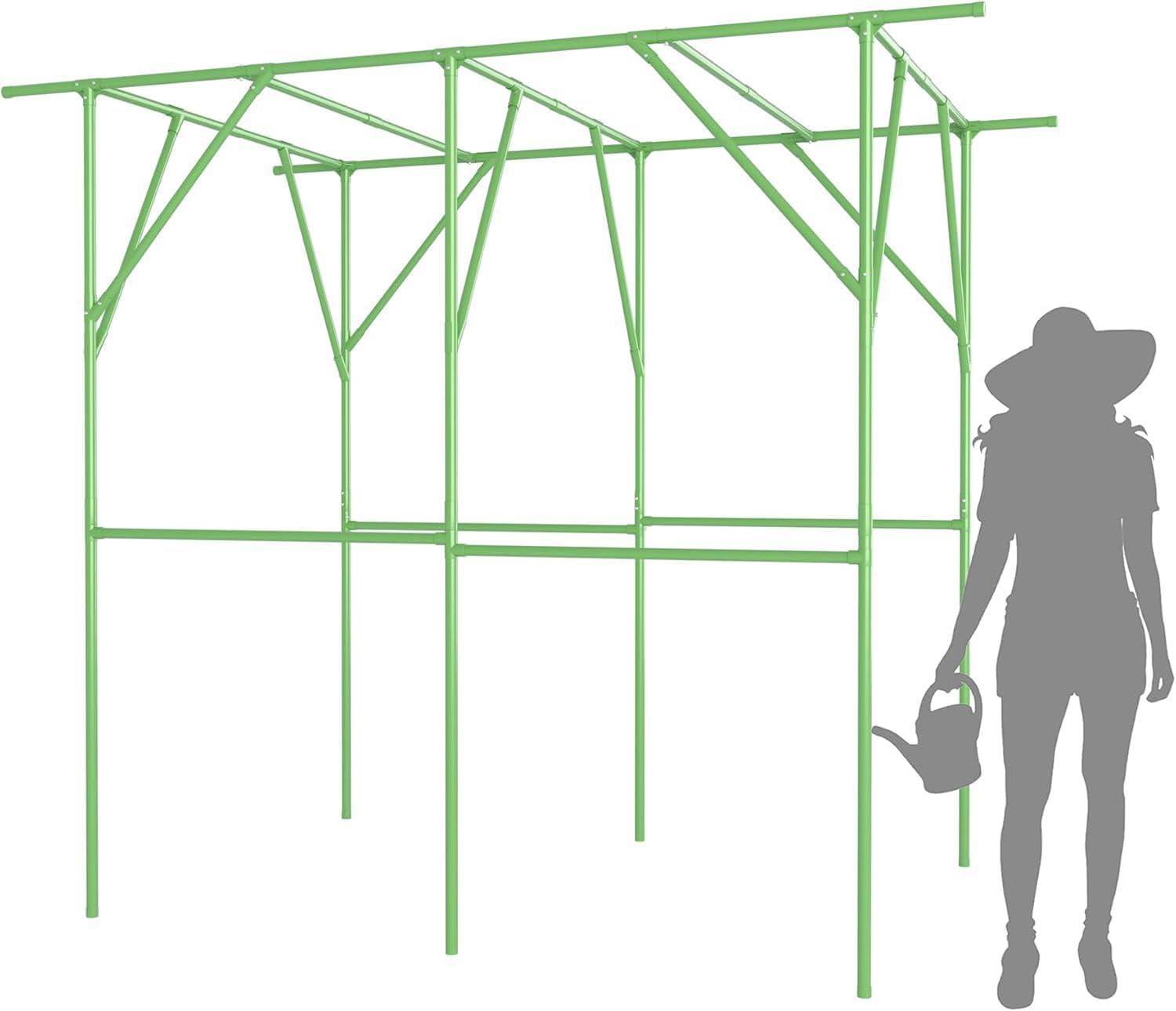 OUTOUR Large Grape Vine Support Arch Arbor Gazebo Trellis Rack Pergola 118'' L x 79'' W x 90.5'' H Plastic-Coated Metal Large Cane Frame for Vineyard Outdoor Patio Lawn Yard Garden Decoration White