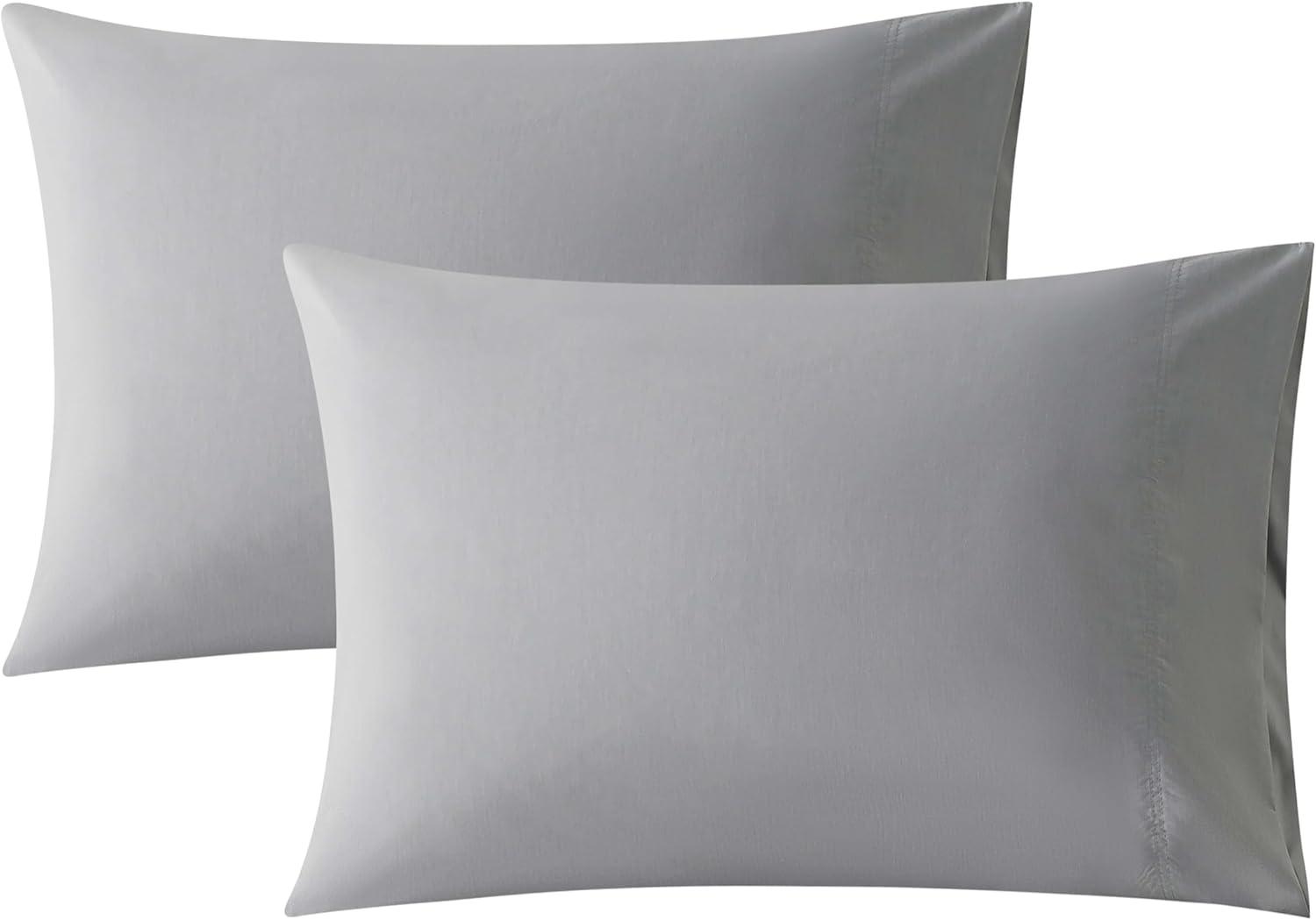 yulier 2 Pack Pillowcases, Super Soft Brushed Microfiber Fabric Pillow Covers, Queen Pillow Cases 20x30 Inches, Shrinkage and Fade Resistant, Gray