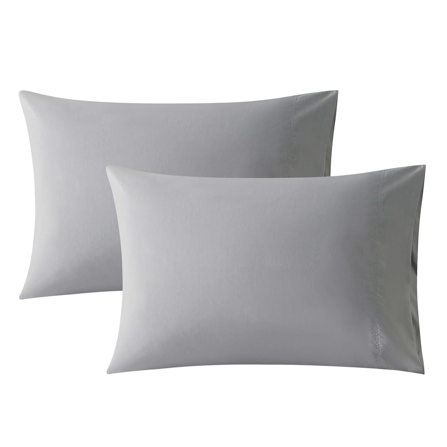 yulier 2 Pack Pillowcases, Super Soft Brushed Microfiber Fabric Pillow Covers, Queen Pillow Cases 20x30 Inches, Shrinkage and Fade Resistant, Gray