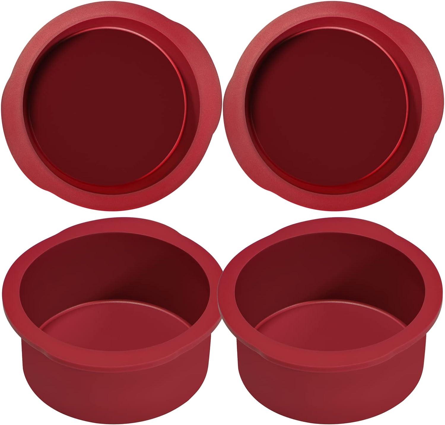 4 inch Silicone Round Cake Pans Set of 4, Non-stick Easy Releasing Mini Cake Pans, Flexible BPA Free Silicone Baking Mold Pans for Layer Cake, Mini Cake Pizza, Cheese Cake, Chocolate Cake