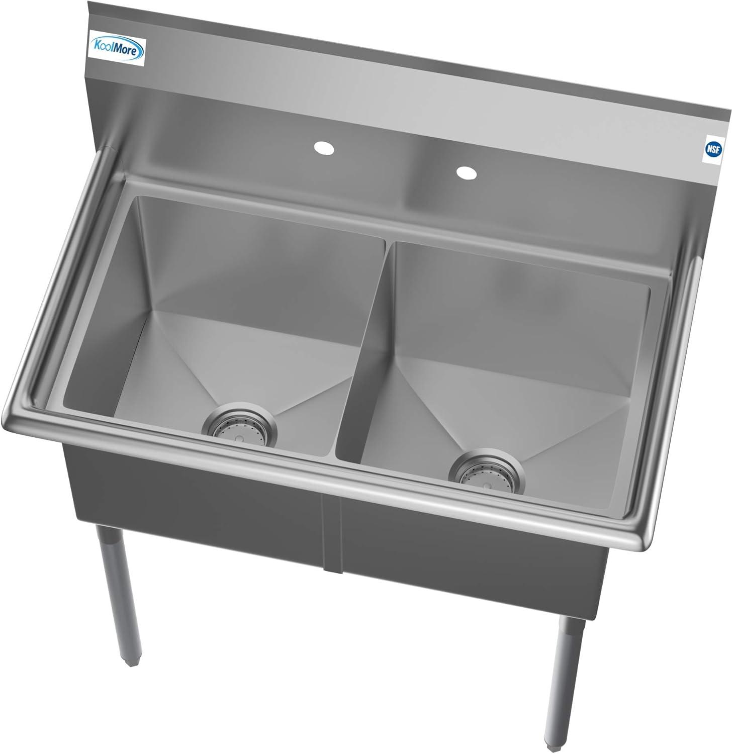 15" x 15" Stainless Steel Double Compartment Utility Sink