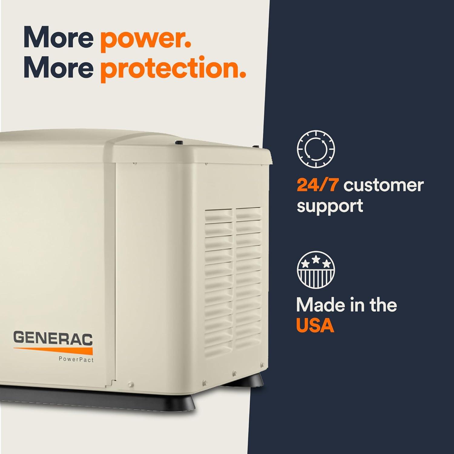 Generac 7.5kW Bisque Steel Standby Generator with Transfer Switch