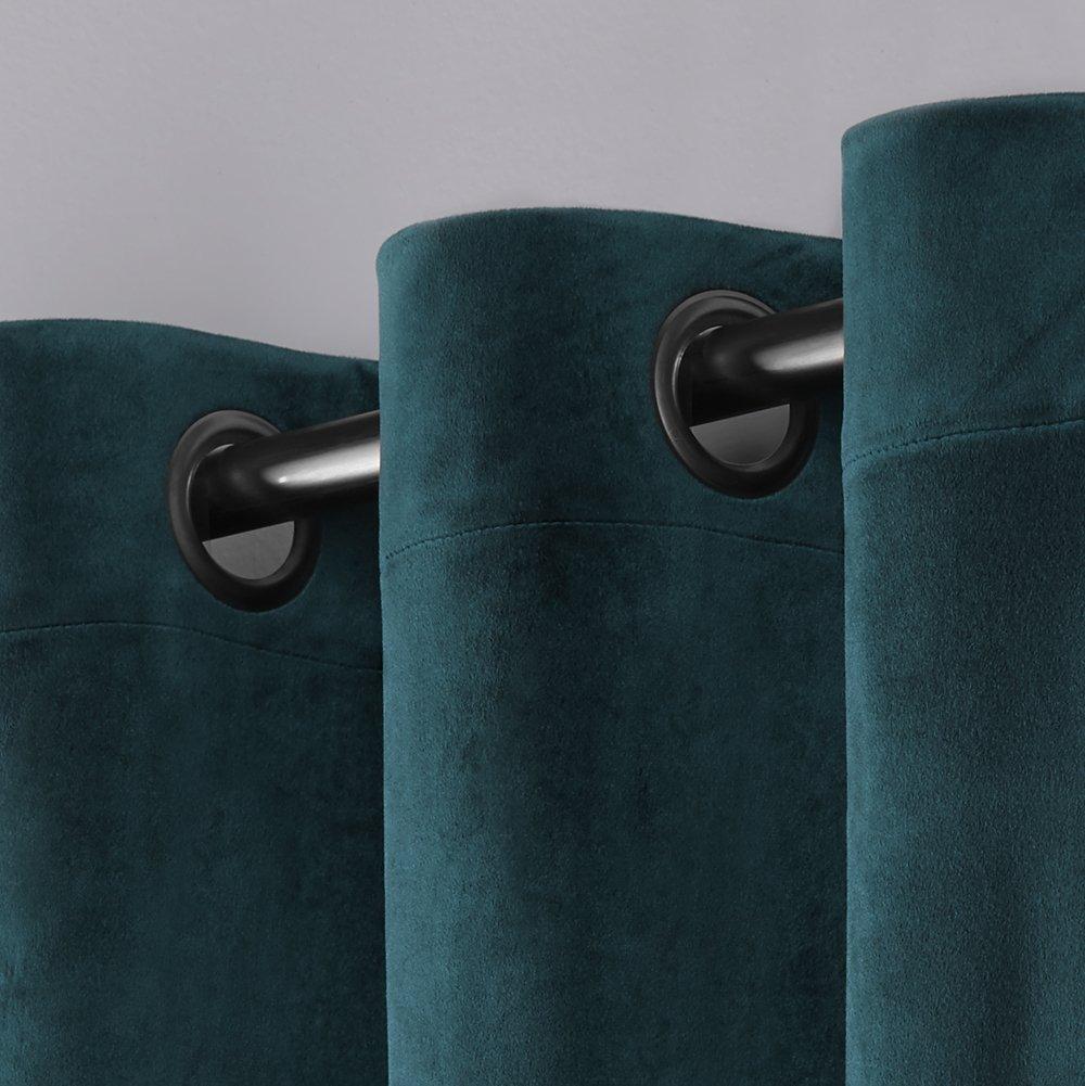Set of 2 84"x54" Velvet Heavyweight Grommet Top Window Curtain Panel Teal - Exclusive Home: Light Filtering, Modern Style