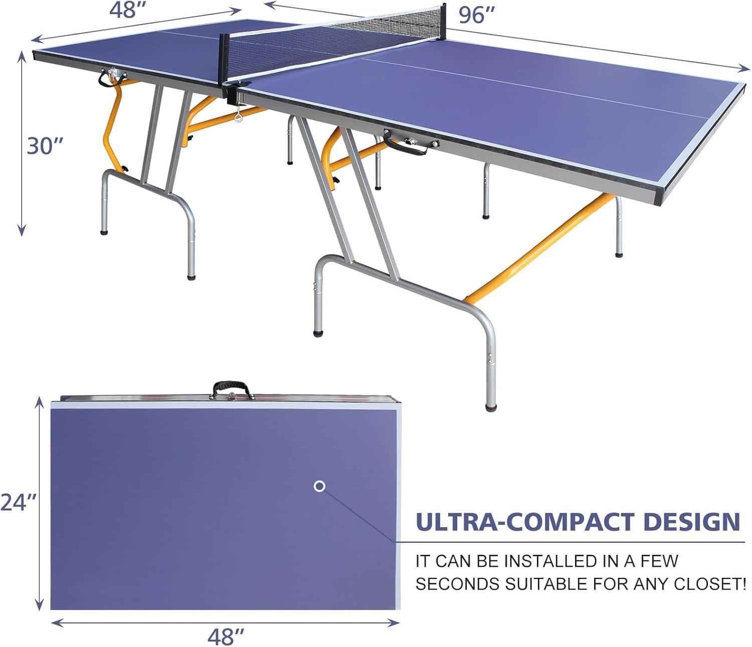 Foldable Blue Aluminum 8ft Table Tennis Set with Net