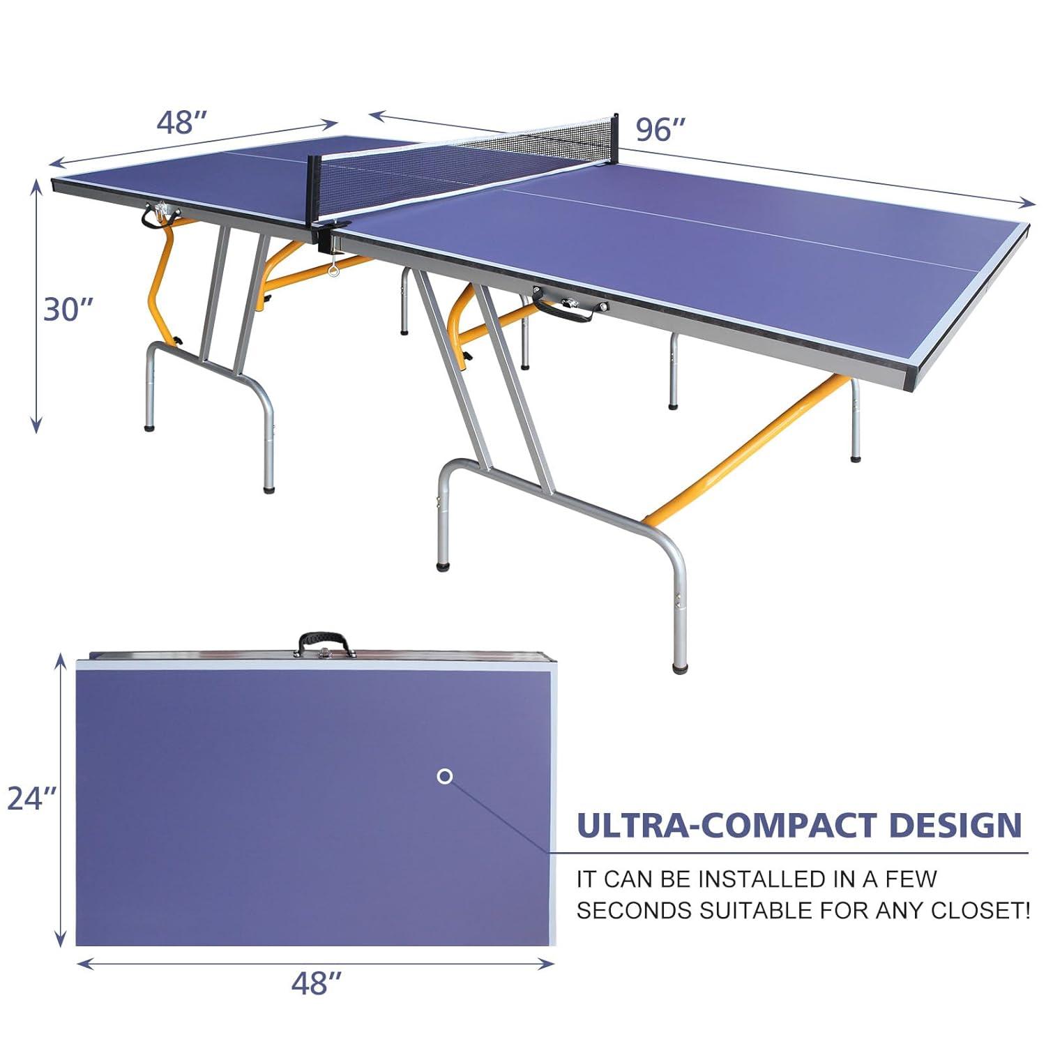 Foldable Blue Aluminum 8ft Table Tennis Set with Net