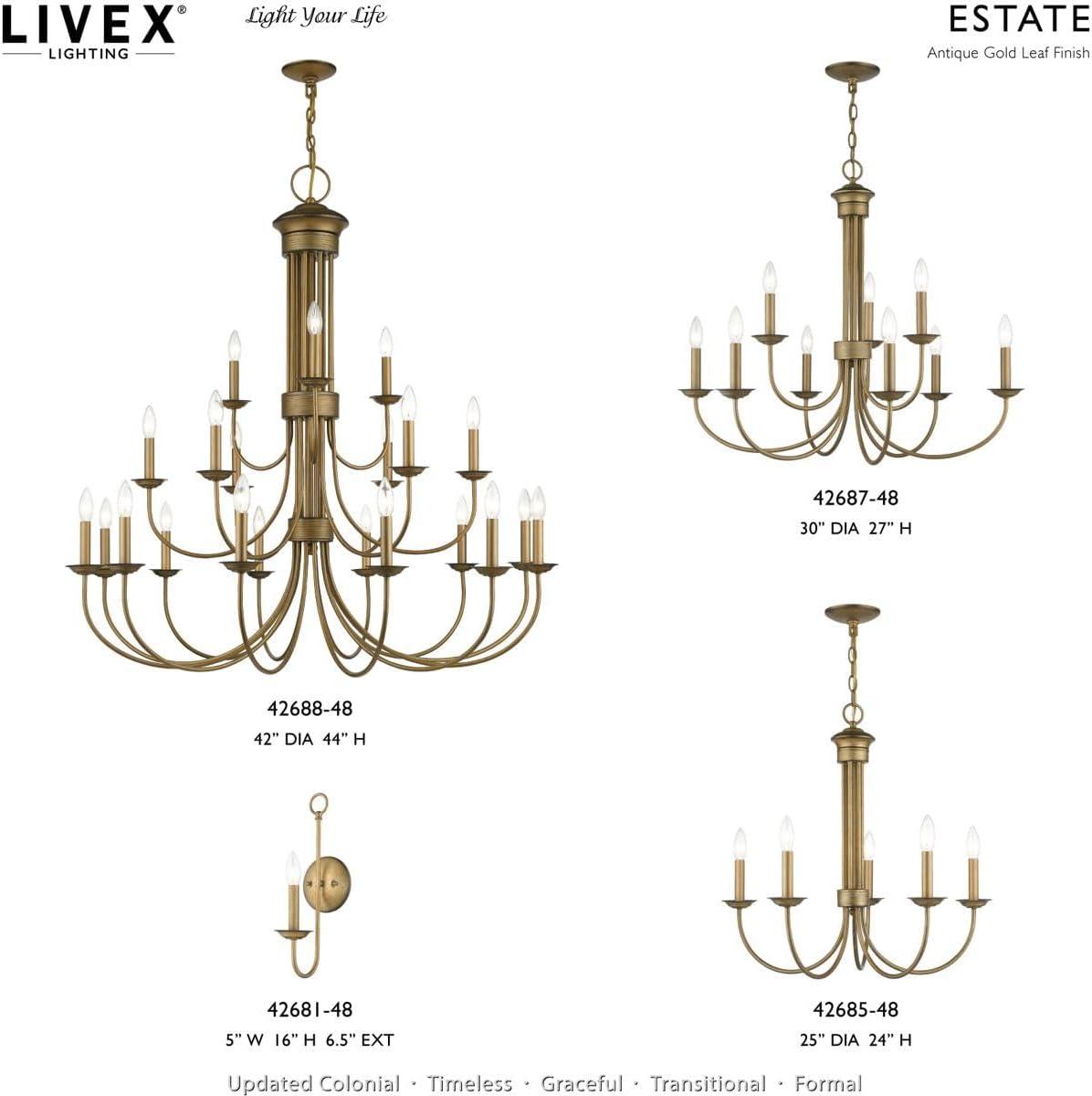 Livex Lighting Estate 9 - Light Chandelier in  Antique Gold Leaf