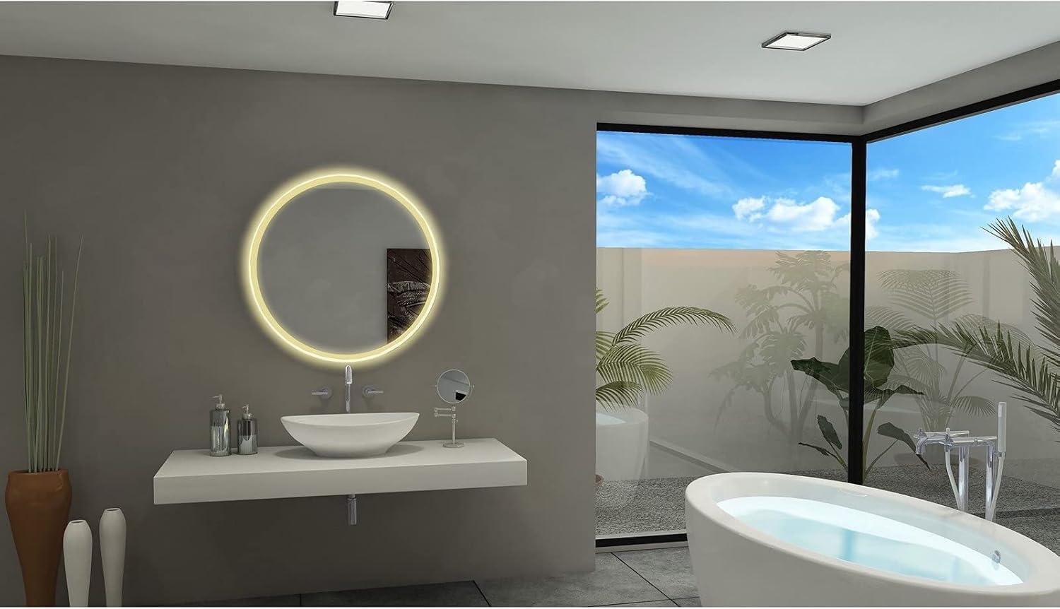 Paris Mirror 24 x 2 x 24 in. Round Mirror with 6000K LED Backlight