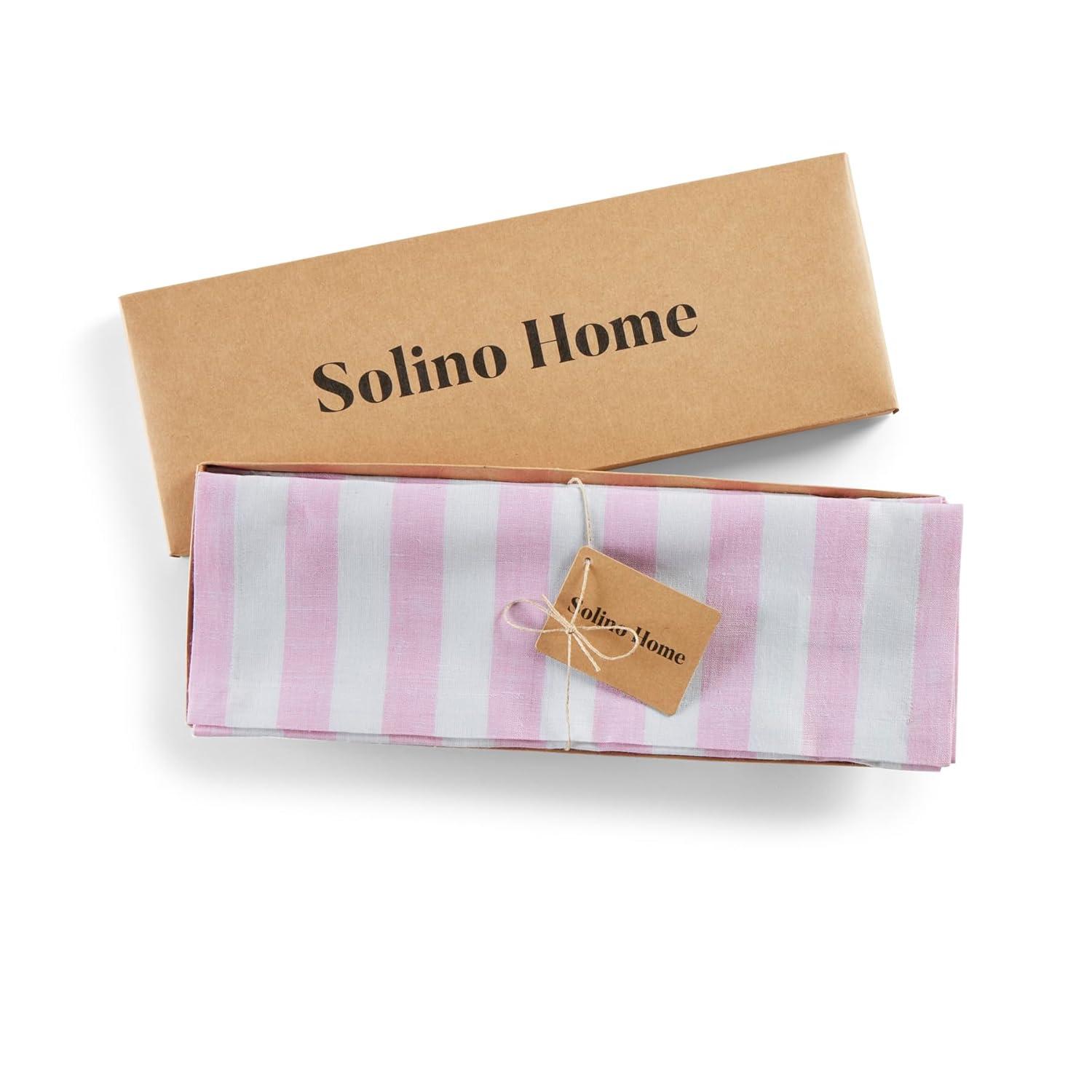 Solino Home Sorrento Stripe - 100% Pure Linen Placemats (Set of 4)