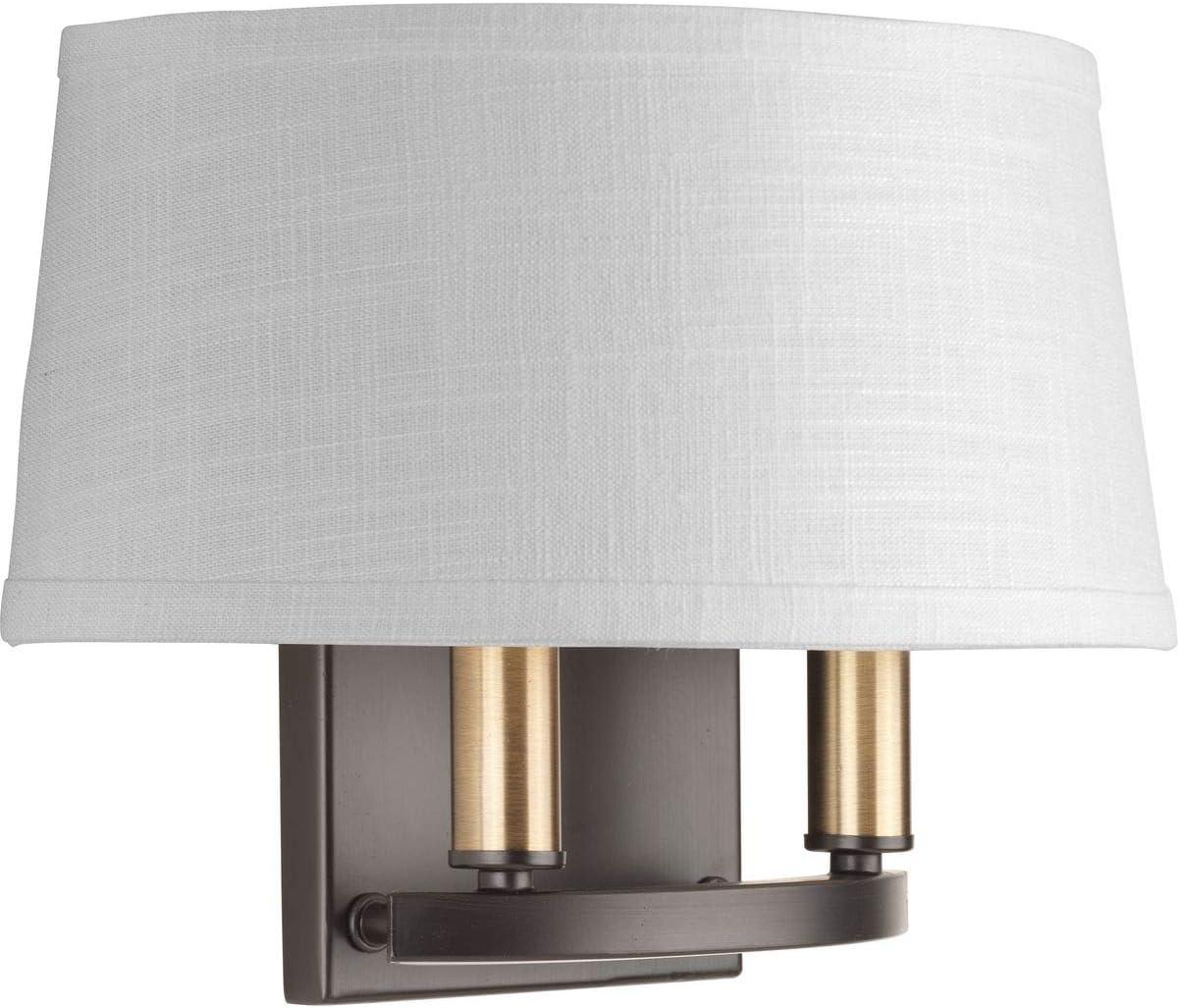 Progress Lighting Cherish 2-Light Wall Sconce, Antique Bronze, Summer Linen Shade