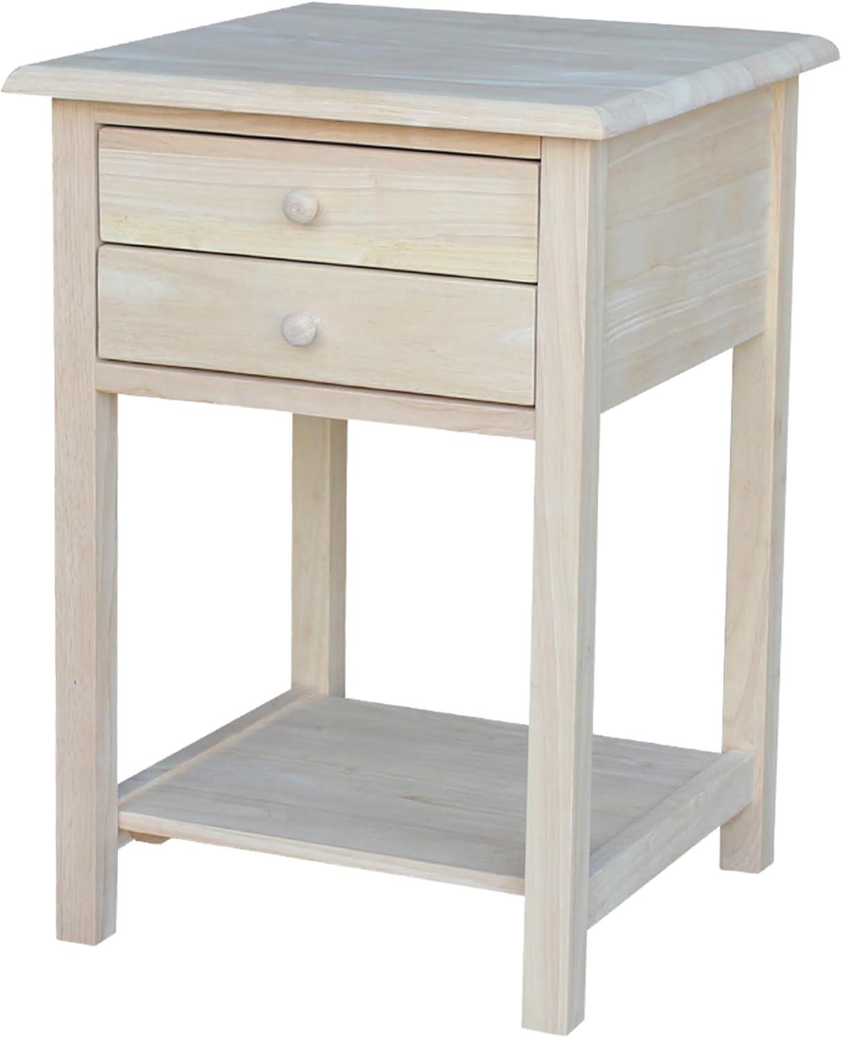 Lamp Table with 2 Drawers - International Concepts: Solid Parawood, Square, Traditional Style