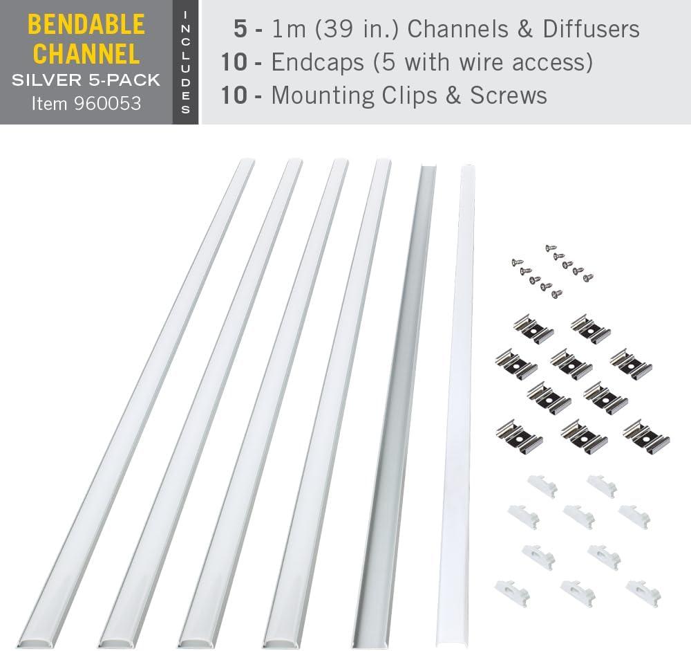 Silver Recess Mount LED Tape Light Channel with Frosted Cover