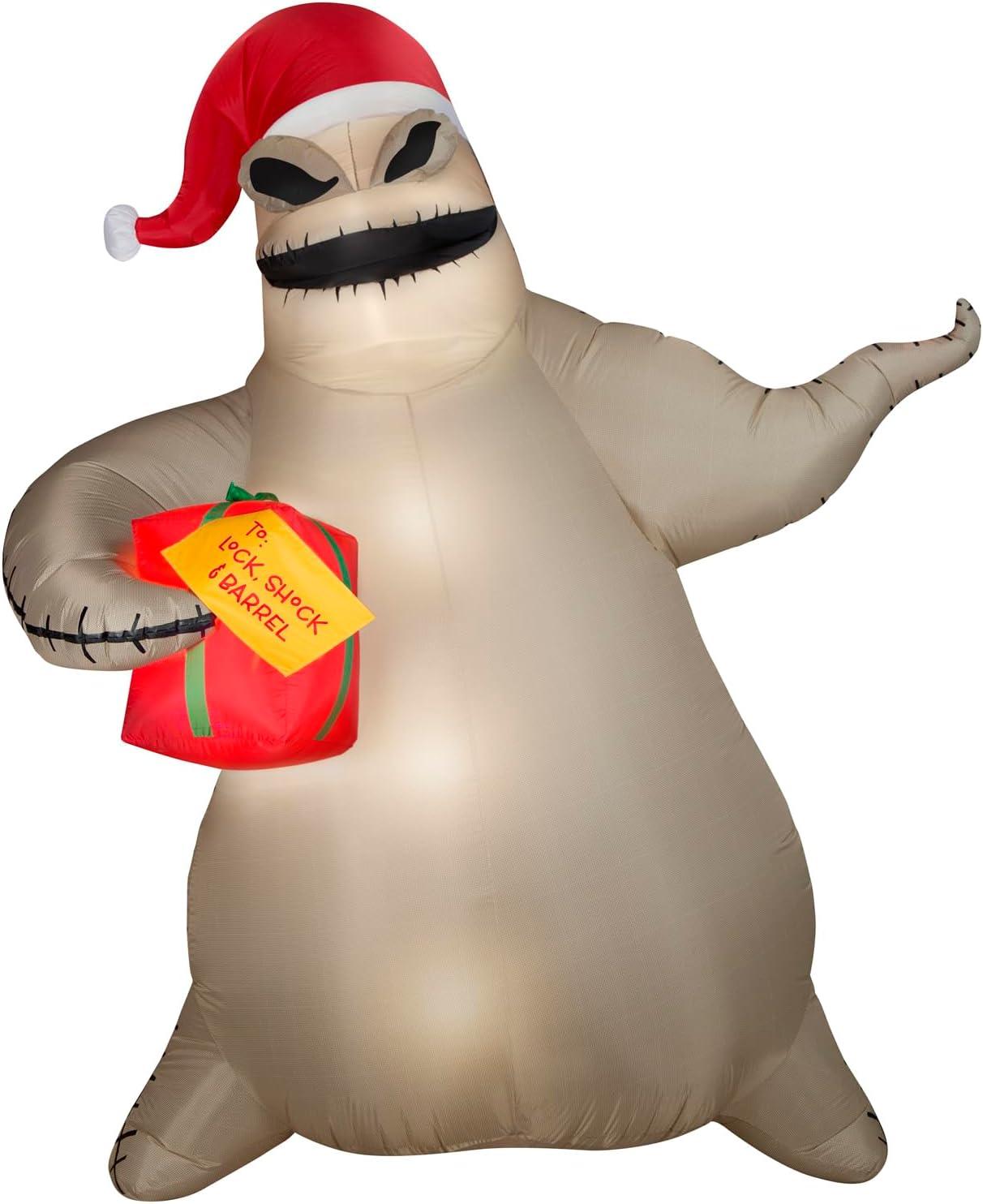 Gemmy Giant Airblown Inflatable Oogie Boogie with Present for Lock, Shock and Barrel, 10.5 ft Tall