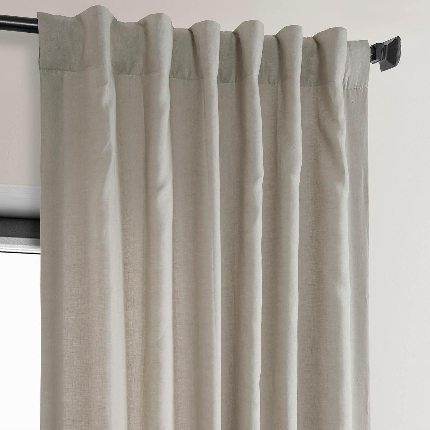 Light Birch 108" Cotton Linen Room-Darkening Curtain Panel