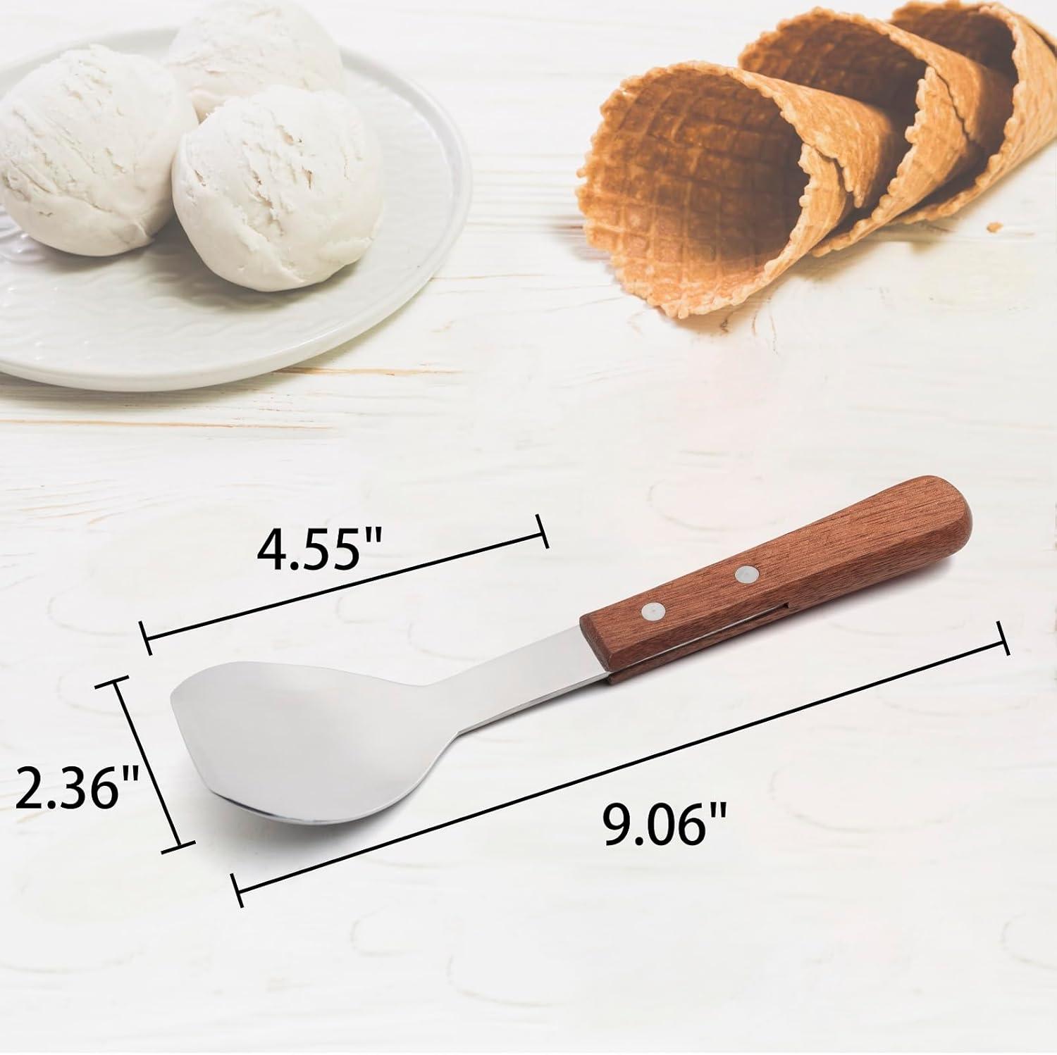 Aspire Stainless Steel Ice Cream Scoop, Ice Cream Spade Spoon, with Wood Handle