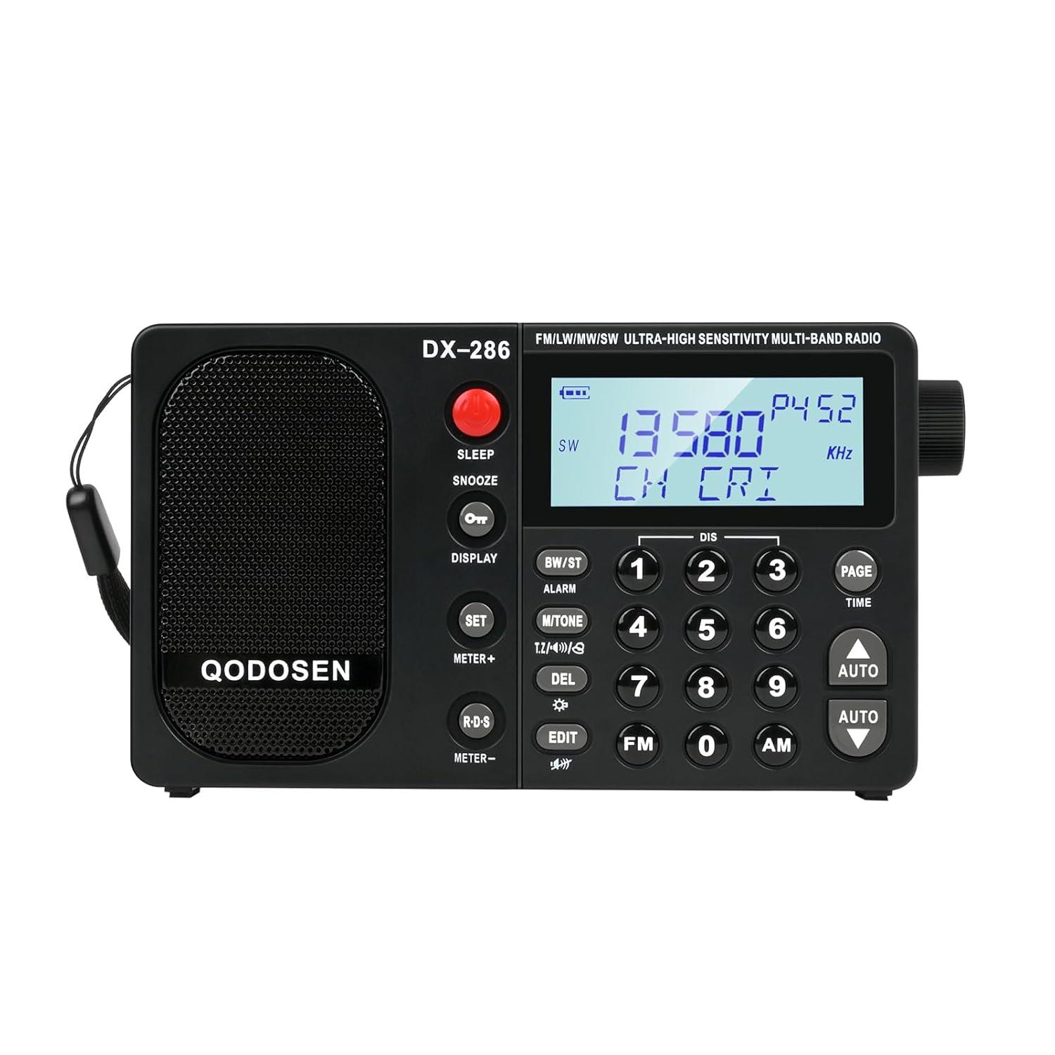 DX-286 Portable Radio, with TEF6686 Automotive Chip,LW,AM, FM, Shortwave,Data System(RBDS/RDS),Antenna Attenuator,Antenna Switch, AMP Switch,1000 Presets,Tone Switch,Clock/UTC/Alarm/Sleep