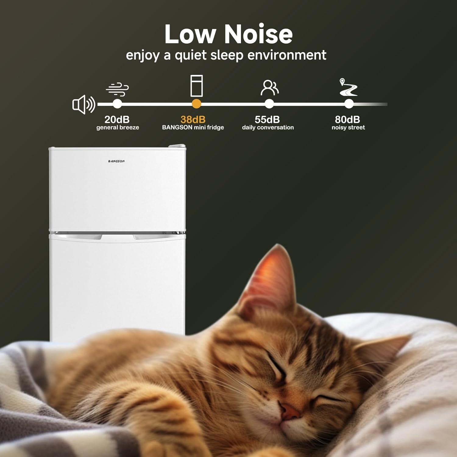 BANGSON BANGSON 3.2 CU.FT, 2 Door Small Refrigerator with Freezer US-BSR-200WH