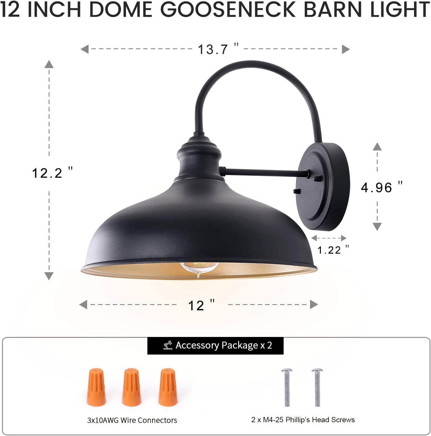 GOALPLUS Large Outdoor Gooseneck Barn Light for Porch, Exterior Farmhouse Wall Lights for House